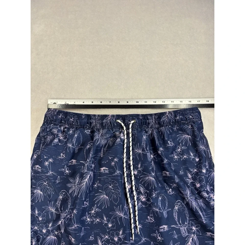 Goodfellow Men's Large Tropical Blue Swim‎ Shorts Trunks Beach Resort Vacation